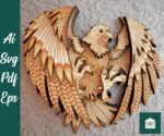 Águila Mandala Multicapa SVG para Corte Láser | Archivo DXF y Diseño 3D Ideal para Glowforge