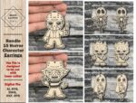 Paquete 15 Personajes de Terror SVG para Pendientes de Madera - Archivos para Corte Láser DXF, AI, EPS