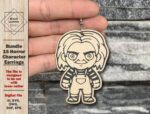 Paquete 15 Personajes de Terror SVG para Pendientes de Madera - Archivos para Corte Láser DXF, AI, EPS - Imagen 6