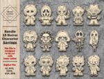Paquete 15 Personajes de Terror SVG para Pendientes de Madera - Archivos para Corte Láser DXF, AI, EPS - Imagen 2