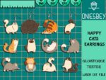 Pendientes de Gato Divertidos SVG - Bundle de Archivos de Corte Láser para Glowforge y Cricut