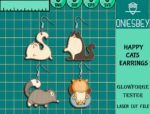 Pendientes de Gato Divertidos SVG - Bundle de Archivos de Corte Láser para Glowforge y Cricut - Imagen 3