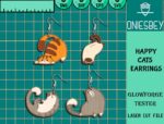 Pendientes de Gato Divertidos SVG - Bundle de Archivos de Corte Láser para Glowforge y Cricut - Imagen 4