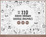 Paquete de 220 SVG EPS de Animales Garabateados para Decoración, Escolar y Proyectos Creativos
