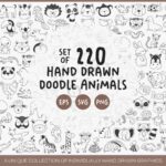 Paquete de 220 SVG EPS de Animales Garabateados para Decoración, Escolar y Proyectos Creativos