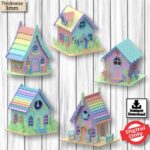 Pack de 5 Casas de Hadas para Corte Láser - Diseño Vectorial SVG para Descarga Inmediata