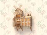 Molino colgante iluminado: kits de corte láser para maquetas de madera 3D y edificios medievales SVG DXF