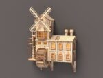 Molino colgante iluminado: kits de corte láser para maquetas de madera 3D y edificios medievales SVG DXF - Imagen 2
