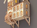 Molino colgante iluminado: kits de corte láser para maquetas de madera 3D y edificios medievales SVG DXF - Imagen 5
