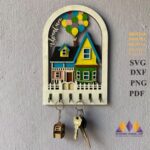 Llavero Casa de Globos y Decoración de Pared Corte Láser para Glowforge - Arte en Madera Personalizado - Imagen 3