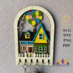 Llavero Casa de Globos y Decoración de Pared Corte Láser para Glowforge - Arte en Madera Personalizado - Imagen 4