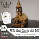 Iglesia del Salvaje Oeste en SVG para Corte Láser - Miniaturas 28-34 mm