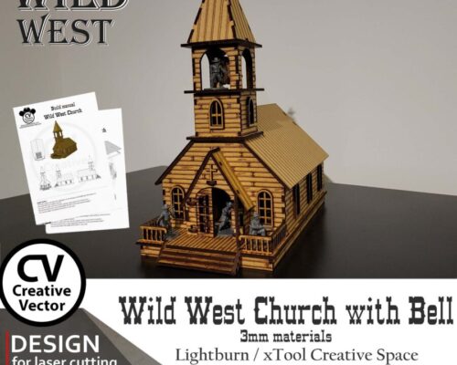 Iglesia del Salvaje Oeste en SVG para Corte Láser - Miniaturas 28-34 mm