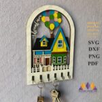 Llavero Casa de Globos y Decoración de Pared Corte Láser para Glowforge - Arte en Madera Personalizado - Imagen 5