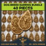 Pendientes de perros: 40 diseños populares para grabado e impresión láser en formatos SVG, PDF y PNG