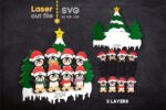 Paquete SVG de árbol genealógico de pingüinos para corte láser - Personaliza tu marco familiar de Navidad - Imagen 8