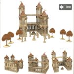 Castillo Medieval de Madera con 10 Figuras de Mosqueteros - Kit de Juguete Cortado a Laser para Niños