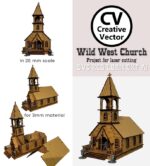 Iglesia del Salvaje Oeste en SVG para Corte Láser - Miniaturas 28-34 mm - Imagen 9
