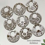 Aretes SVG Florales para Corte Láser - Plantillas Bohemias para Hacer Joyas DIY - Descarga Digital