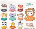 Nombres Personalizados Cortados con Láser de Animales de Safari para Decoración Infantil - Archivos DXF, PDF, SVG