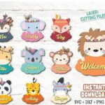 Nombres Personalizados Cortados con Láser de Animales de Safari para Decoración Infantil - Archivos DXF, PDF, SVG
