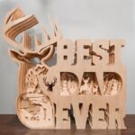 Cuadro de reno multicapa "El Mejor Papá de Todos" para corte láser personalizado - Diseño digital DXF, AI, PDF