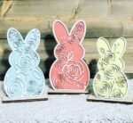 Set de 3 conejos florales SVG para Glowforge - Descarga digital para corte láser