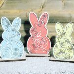 Set de 3 conejos florales SVG para Glowforge - Descarga digital para corte láser