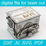 Caja mecánica para corte láser: archivo SVG para Glowforge y CNC, proyecto de madera original