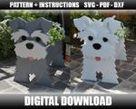 Maceta Schnauzer de Madera - Jardín Decorativo, Plantador Personalizado, Archivo Digital Corte Láser SVG/PDF/DXF