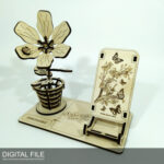 Soporte para teléfono con flores 3D - Archivos láser cortados SVG, DXF, PDF