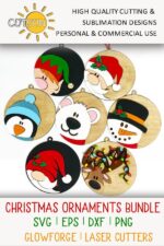 Paquete de Adornos Navideños SVG para Corte Láser: Papá Noel, Muñeco de Nieve, Renos y Más para Cricut - Imagen 8