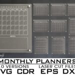 Planificadores Mensuales Digitales para Corte Láser | 10 Versiones SVG, EPS, PDF y Más