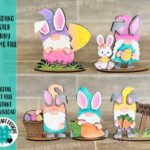 Gnomo Conejito de Pascua SVG para Decoración de Bandeja Escalonada - Glowforge y Más