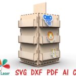 Soporte giratorio para estante de exhibición - Archivos SVG y DXF para corte láser en madera