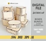 Pack de Cajas de Regalo Cortadas con Láser en 8 Tamaños - Archivos SVG, DXF, DWG, Ai para Glowforge