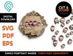 Adorno navideño familiar personalizado en SVG para corte láser - Familia Santa Hat - Imagen 4
