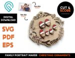 Adorno navideño familiar personalizado en SVG para corte láser - Familia Santa Hat