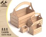 Cestas Decorativas de Madera: Plantillas SVG y DXF para Corte Láser de Flores y Regalos