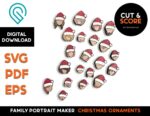Adorno navideño familiar personalizado en SVG para corte láser - Familia Santa Hat - Imagen 3