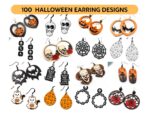 Paquete SVG de 100 Pendientes de Halloween - Diseños de Esqueletos, Monstruos y Más para Corte Láser - Imagen 2
