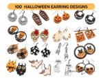 Paquete SVG de 100 Pendientes de Halloween - Diseños de Esqueletos, Monstruos y Más para Corte Láser - Imagen 4