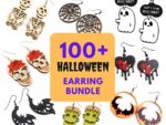 Paquete SVG de 100 Pendientes de Halloween - Diseños de Esqueletos, Monstruos y Más para Corte Láser