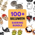 Paquete SVG de 100 Pendientes de Halloween - Diseños de Esqueletos, Monstruos y Más para Corte Láser