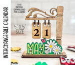 Calendario de escritorio 5"x5" intercambiable - Decoración de temporada - Archivo SVG para corte láser