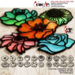 Plantillas de decoración de pared con flores SVG DXF para corte láser y Cricut - 20 diseños instantáneos