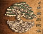 Árbol de la vida SVG multicapa para corte láser 3D | Decoración de pared de madera elegante - Imagen 3