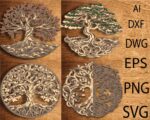 Árbol de la vida SVG multicapa para corte láser 3D | Decoración de pared de madera elegante