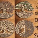 Árbol de la vida SVG multicapa para corte láser 3D | Decoración de pared de madera elegante