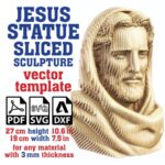 Plantilla vectorial de estatua de Jesús para corte láser - Decoración religiosa SVG, DXF, PDF